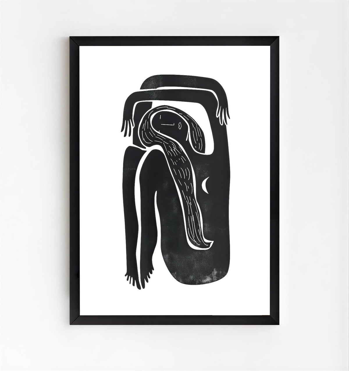 Lámina de arte abstracto minimalista de línea negra