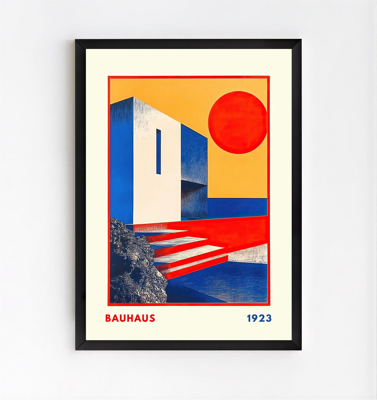 Póster Bauhaus 1923 de arquitectura geométrica