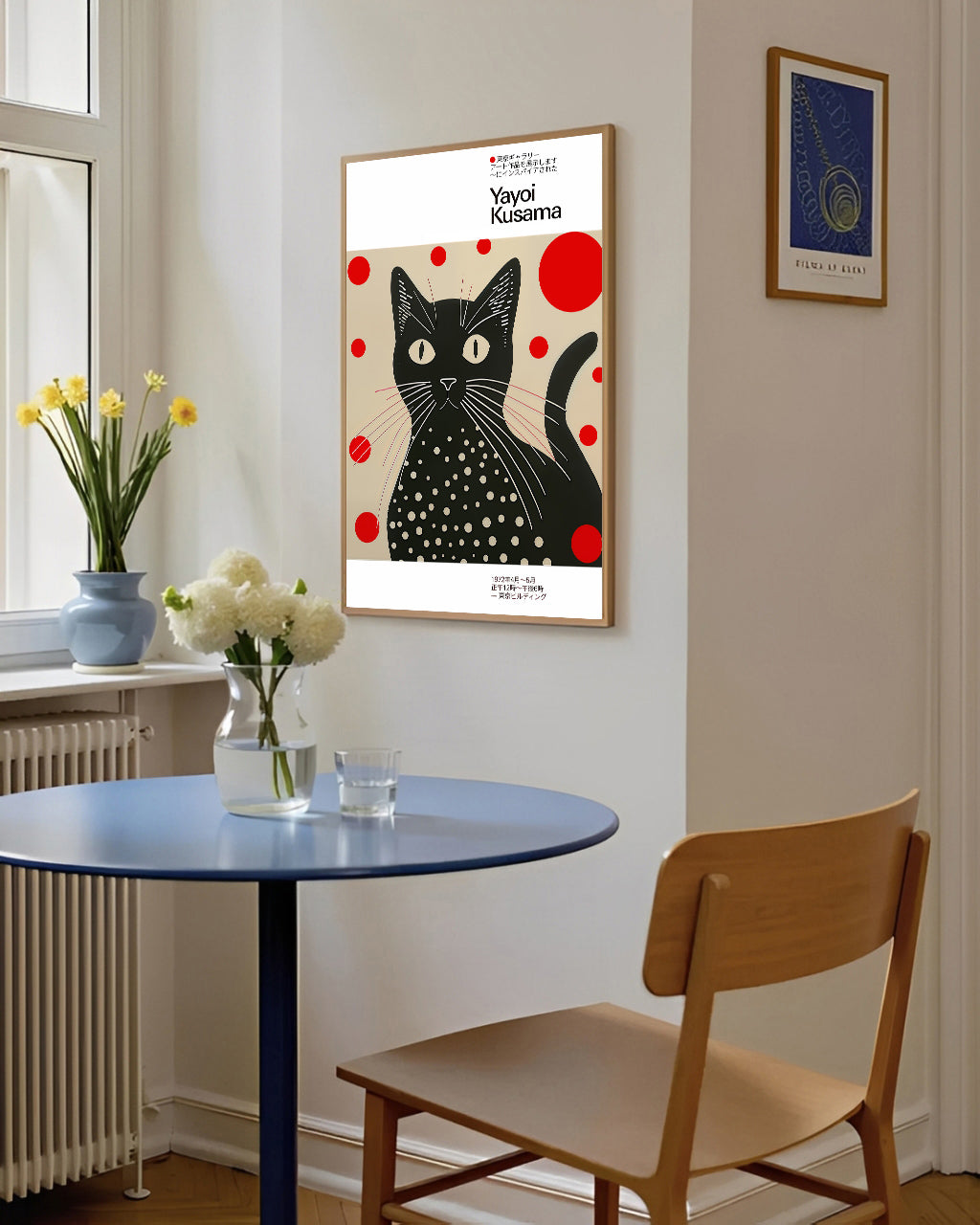 Lámina de gato negro con lunares inspirada en Yayoi Kusama