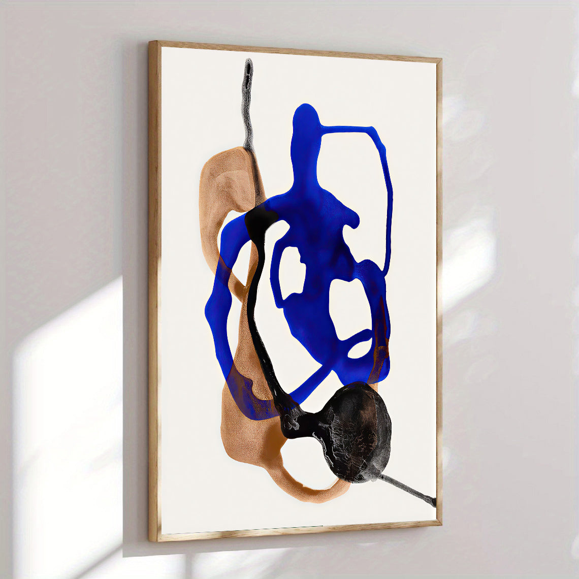 Lámina abstracta moderna en azul y tonos neutros