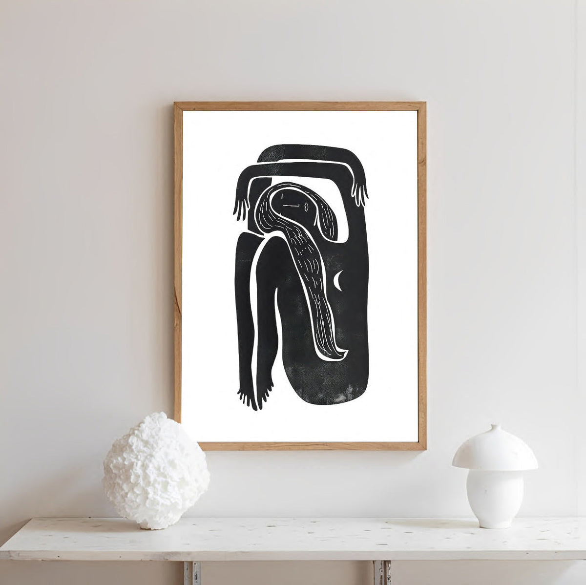 Lámina de arte abstracto minimalista de línea negra