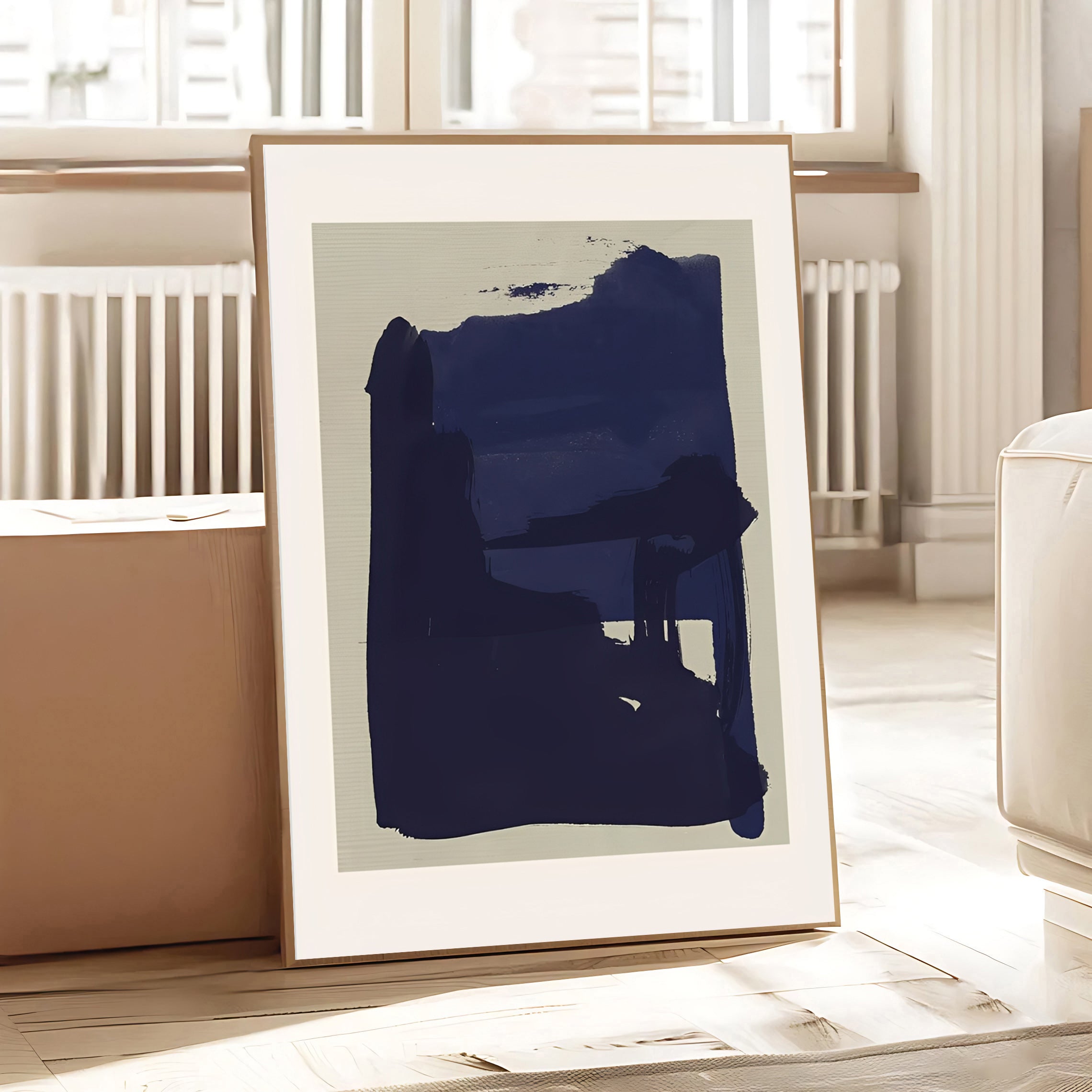Lámina abstracta minimalista en azul marino
