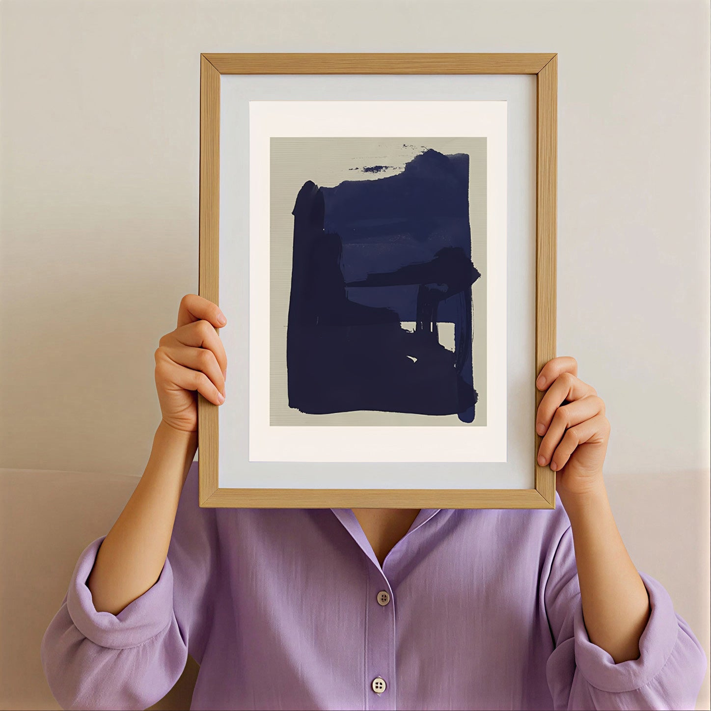 Lámina abstracta minimalista en azul marino