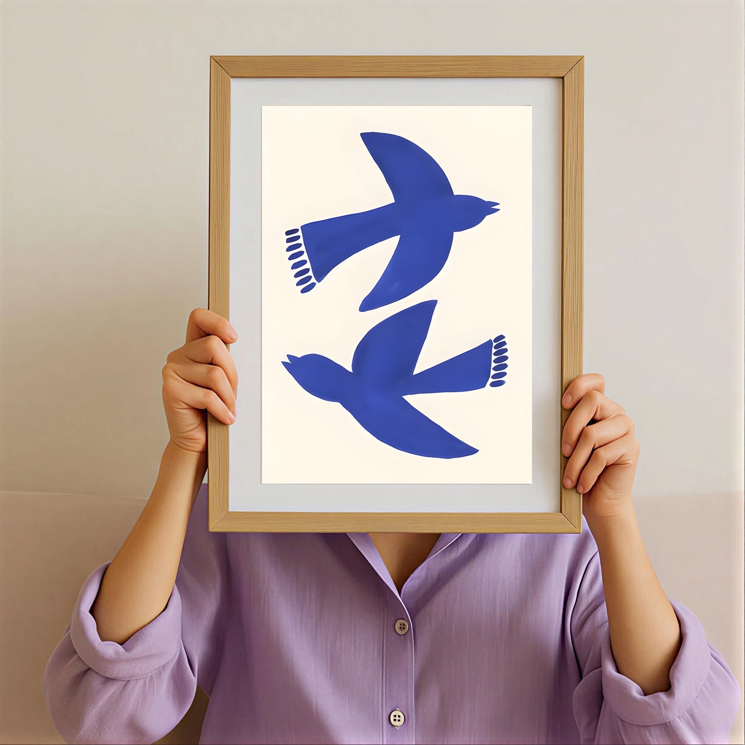 Lámina minimalista de pájaro azul