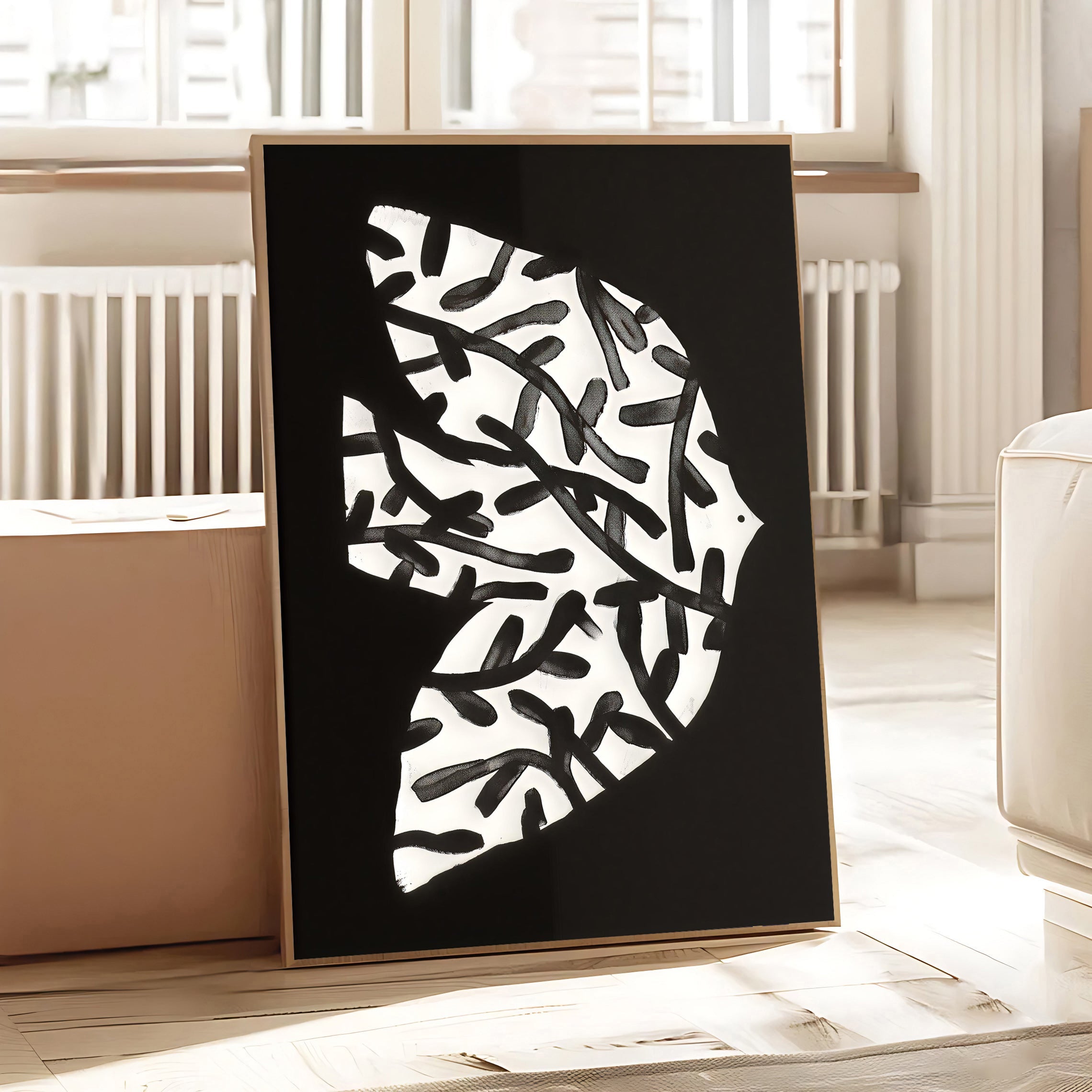 Lámina de arte abstracto en blanco y negro