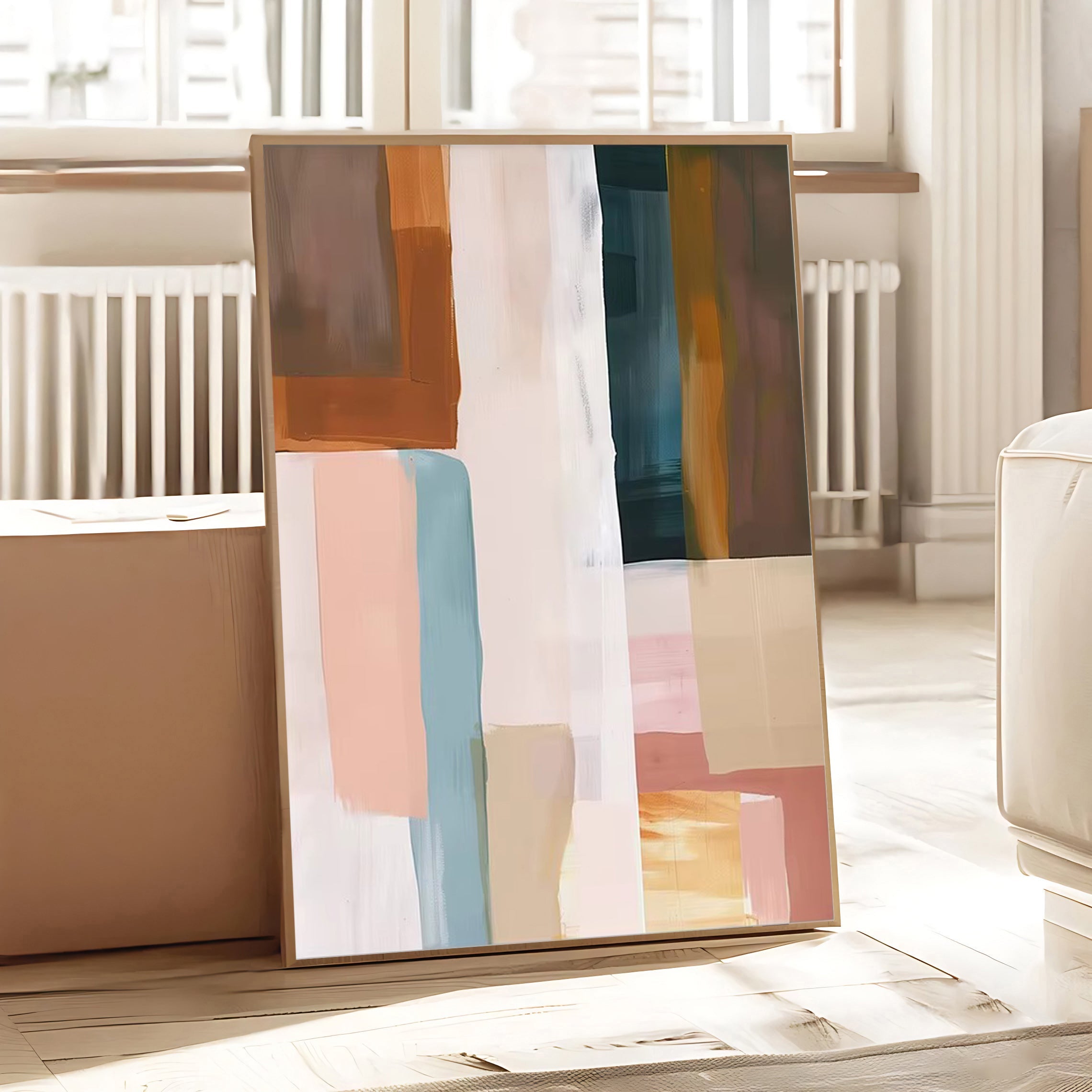 Lámina de arte abstracto moderno en tonos neutros