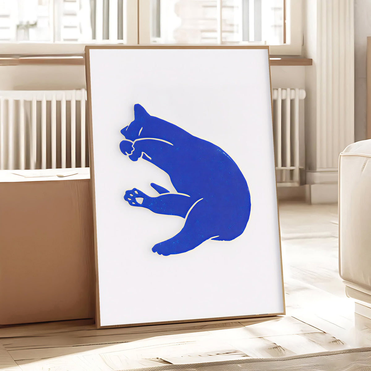 Lámina minimalista de gato azul