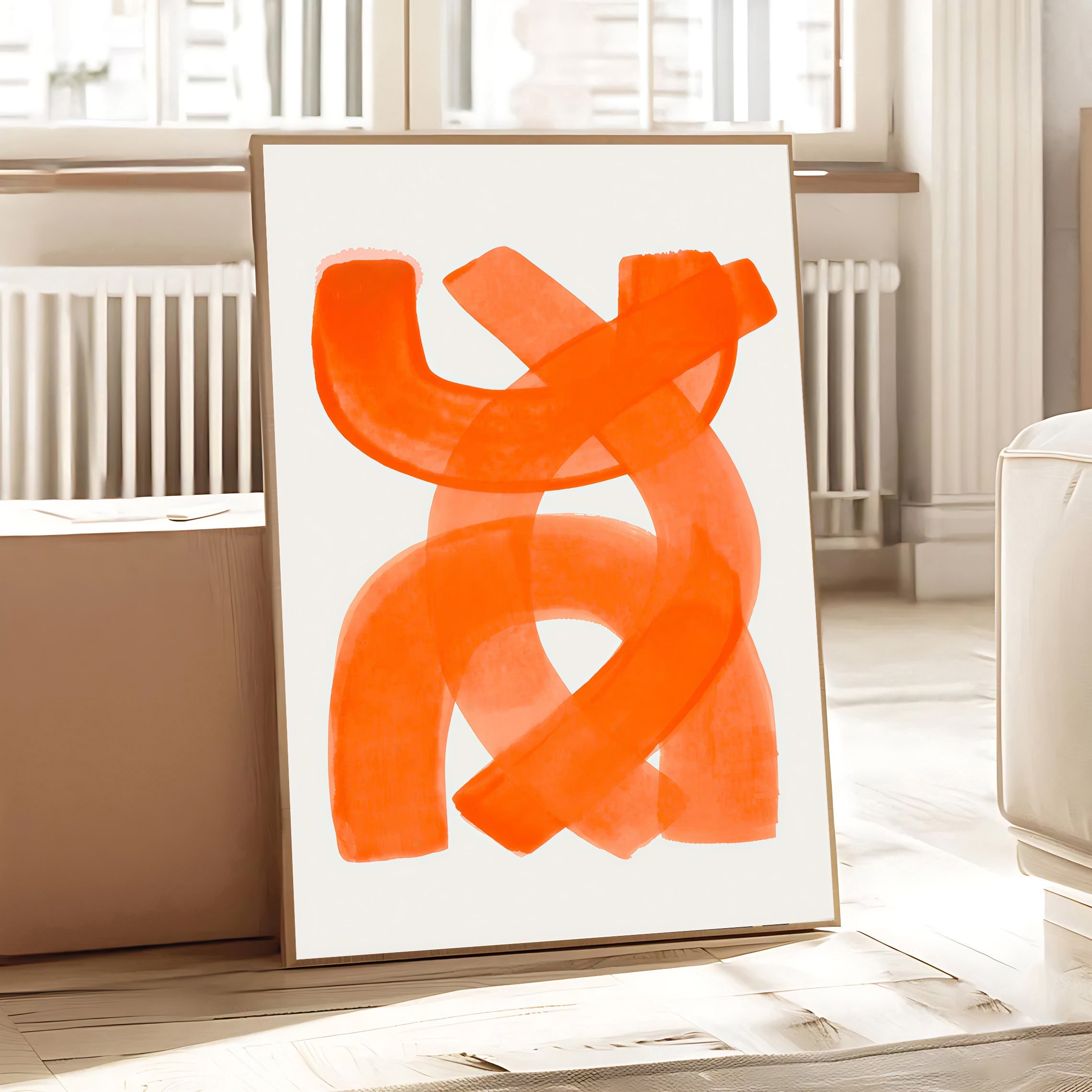 Lámina de arte abstracto minimalista en naranja