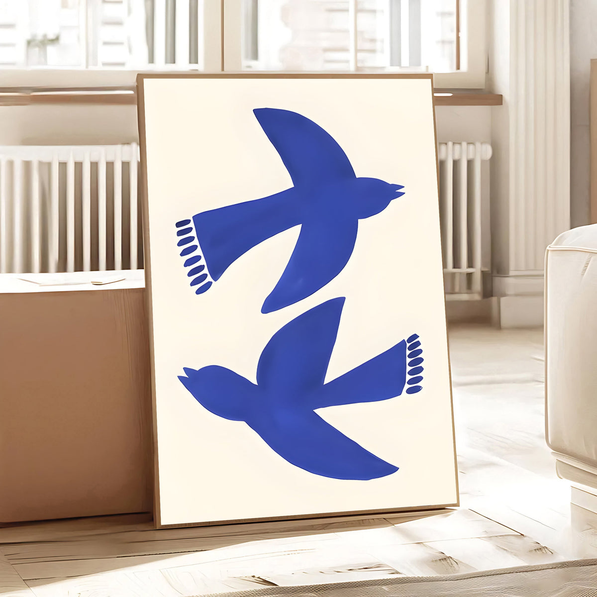 Lámina minimalista de pájaro azul