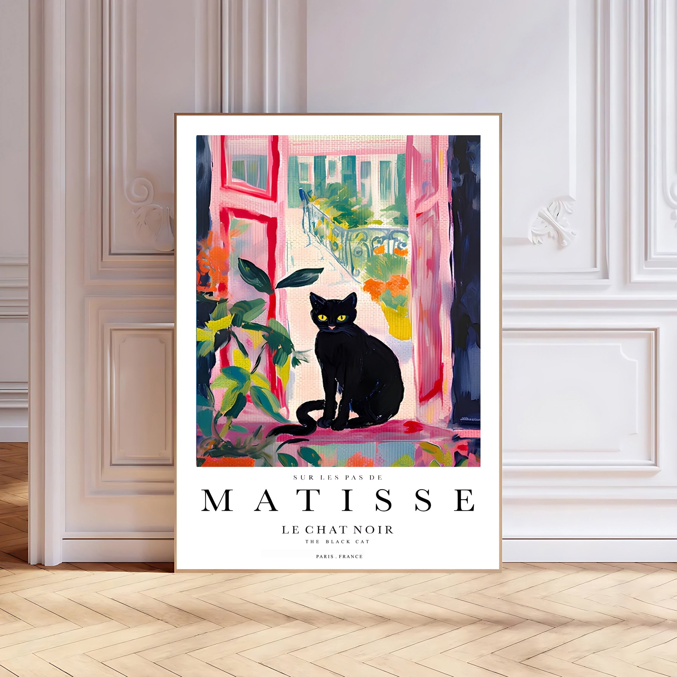Lámina de gato negro inspirada en Matisse