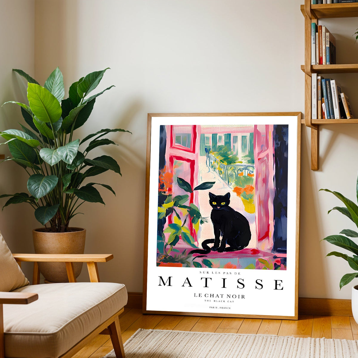 Lámina de gato negro inspirada en Matisse