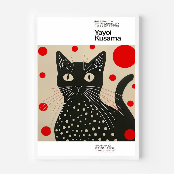 Lámina de gato negro con lunares inspirada en Yayoi Kusama