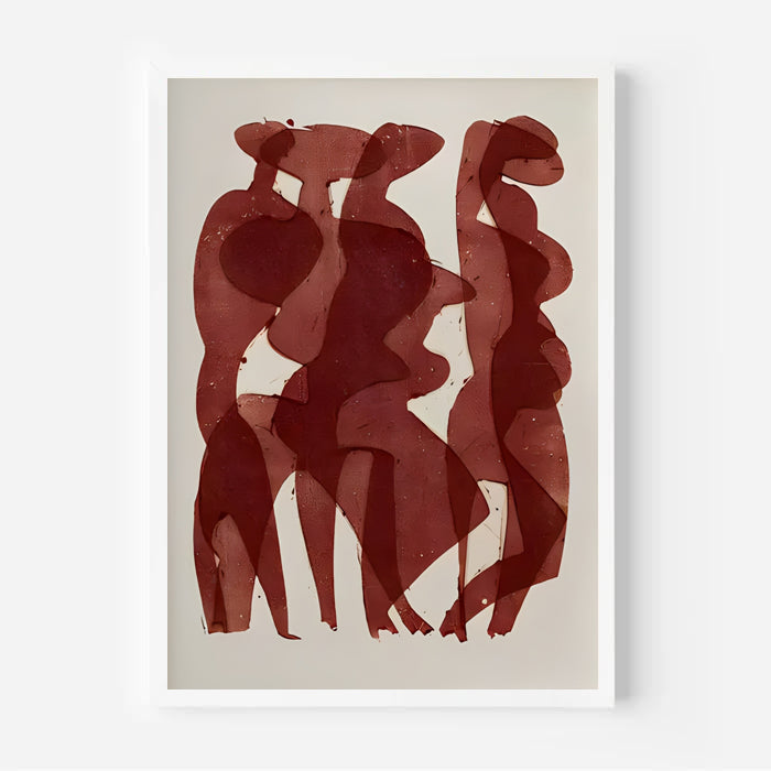Lámina de arte figurativo abstracto en tonos rojos