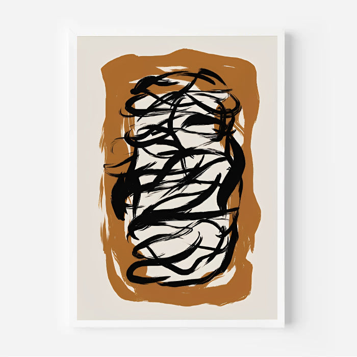 Lámina de arte abstracto con pincelada negra