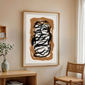 Lámina de arte abstracto con pincelada negra