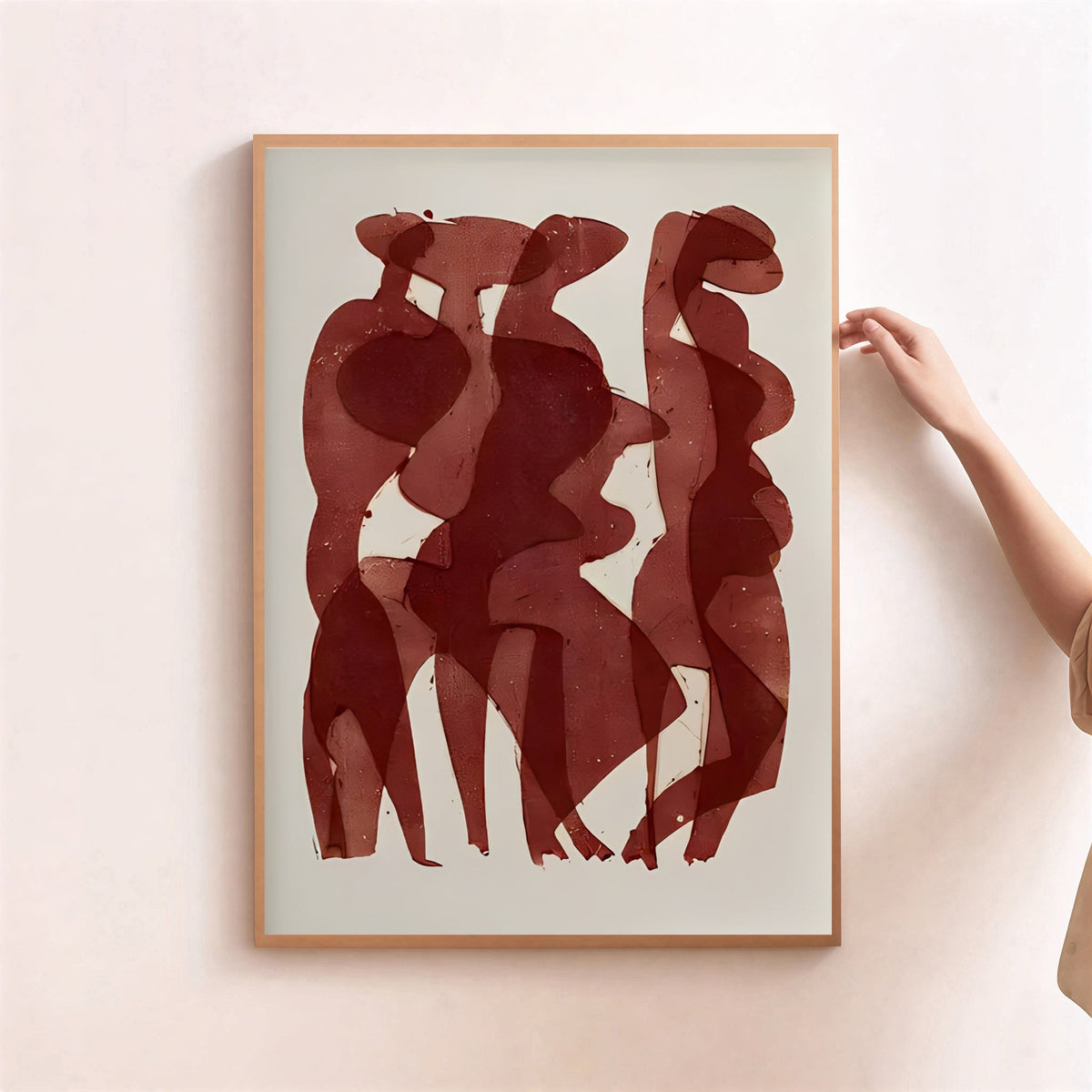 Lámina de arte figurativo abstracto en tonos rojos