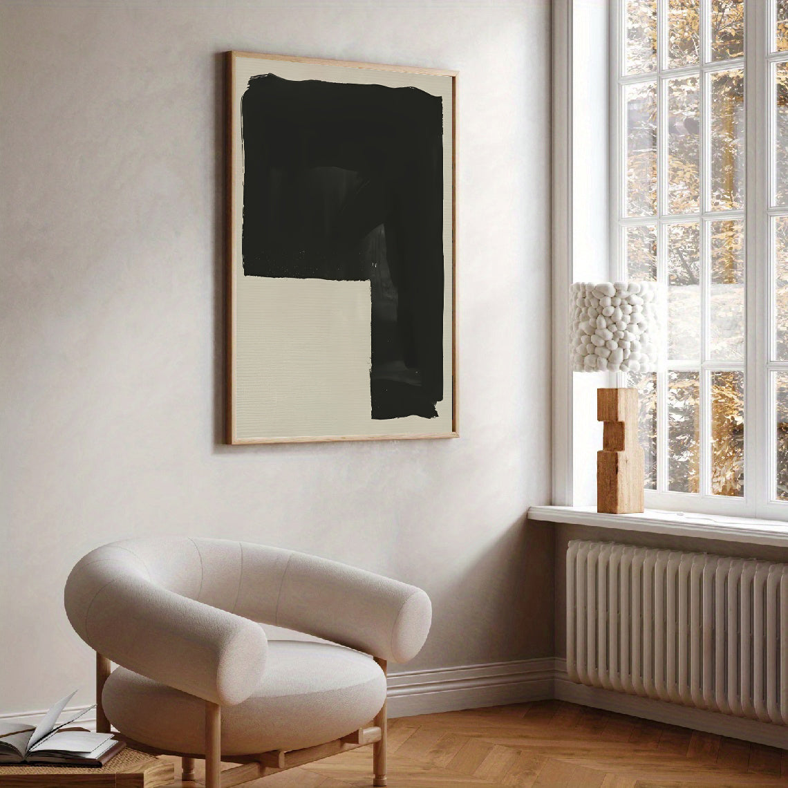 Lámina de arte abstracto minimalista en negro