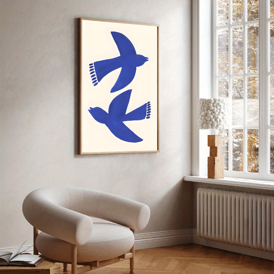 Lámina minimalista de pájaro azul