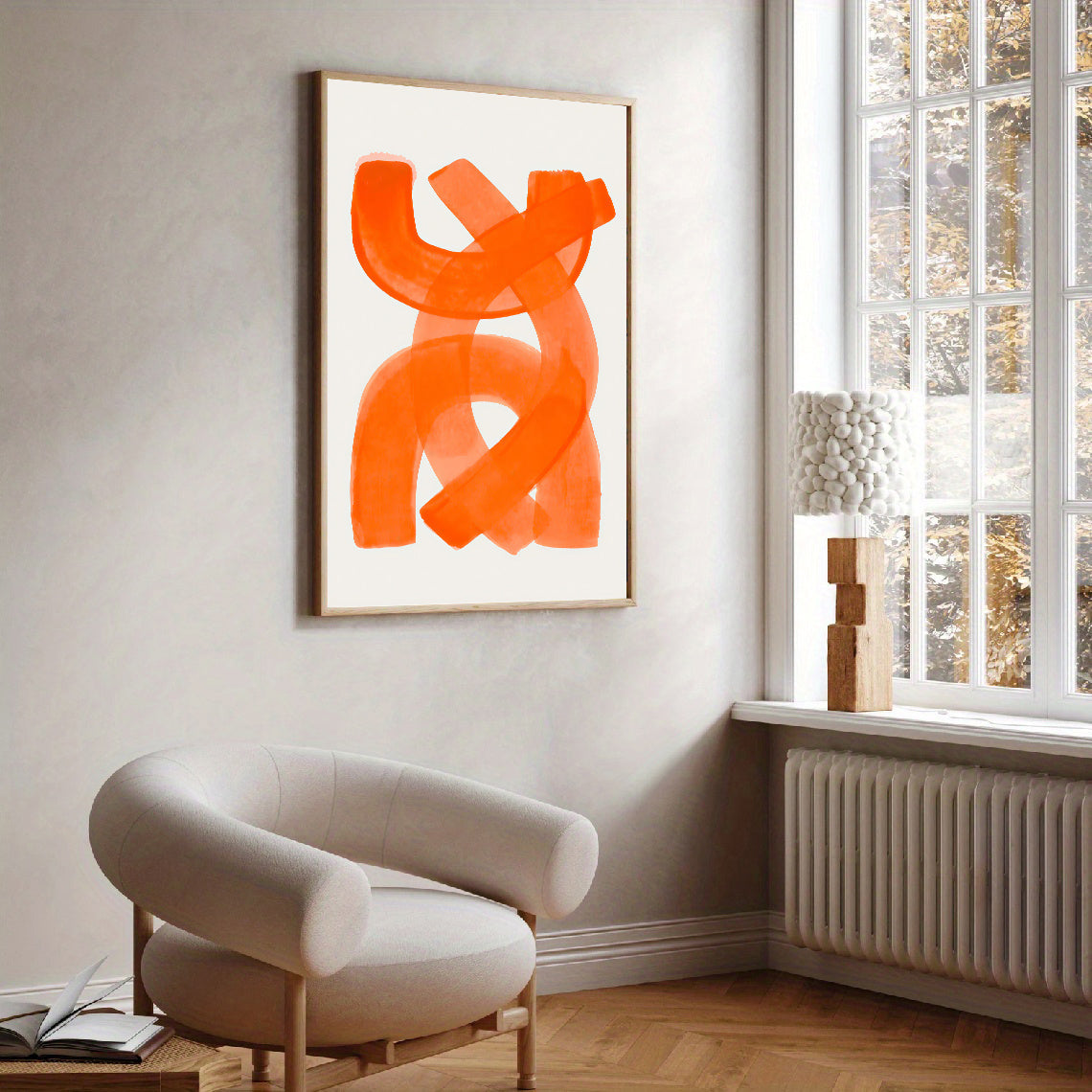Lámina de arte abstracto minimalista en naranja