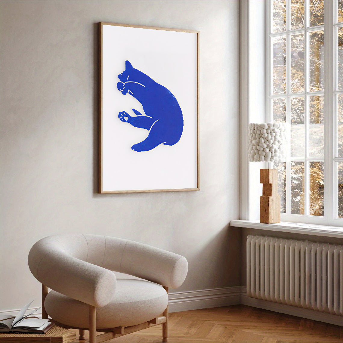 Lámina minimalista de gato azul