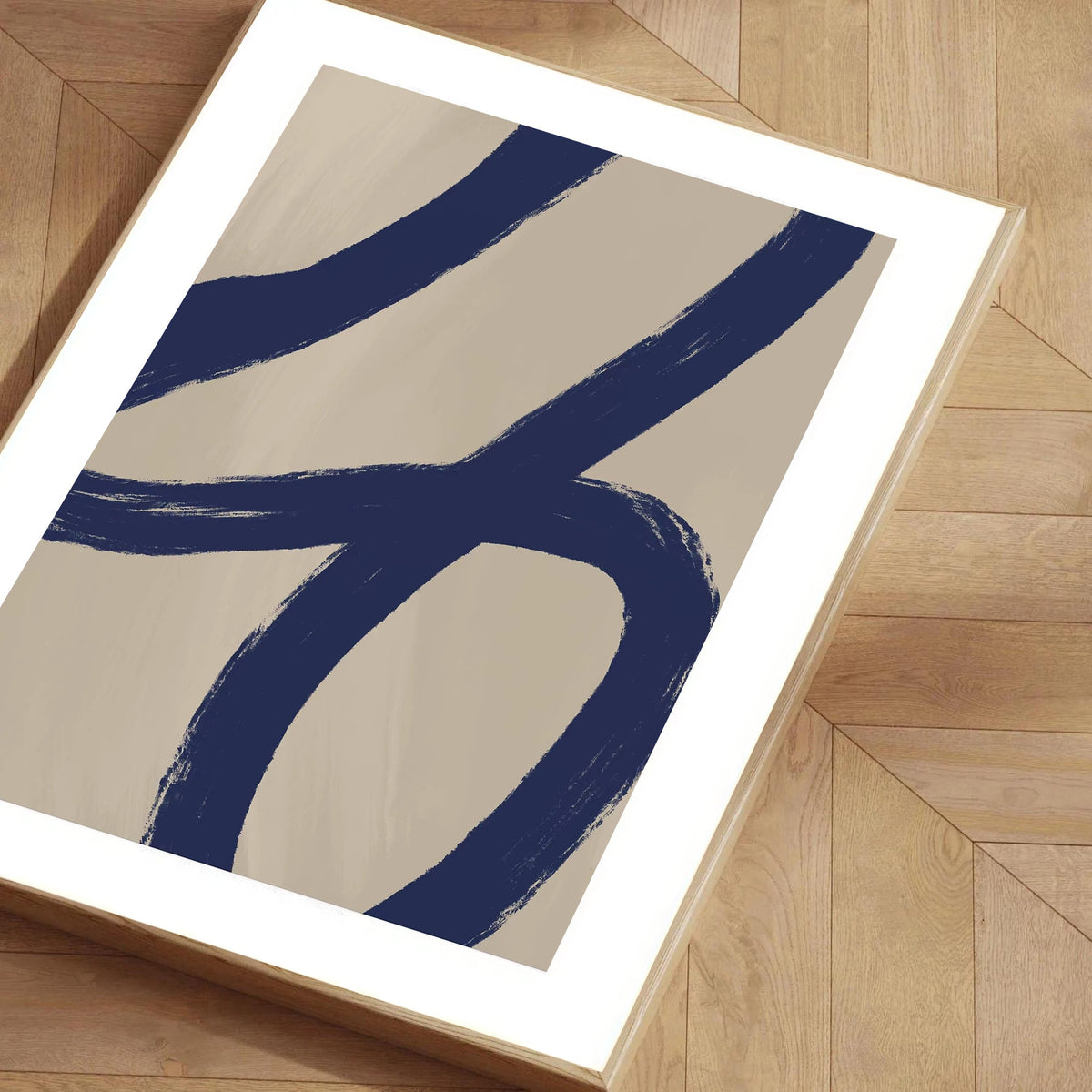 Lámina minimalista abstracta en azul marino