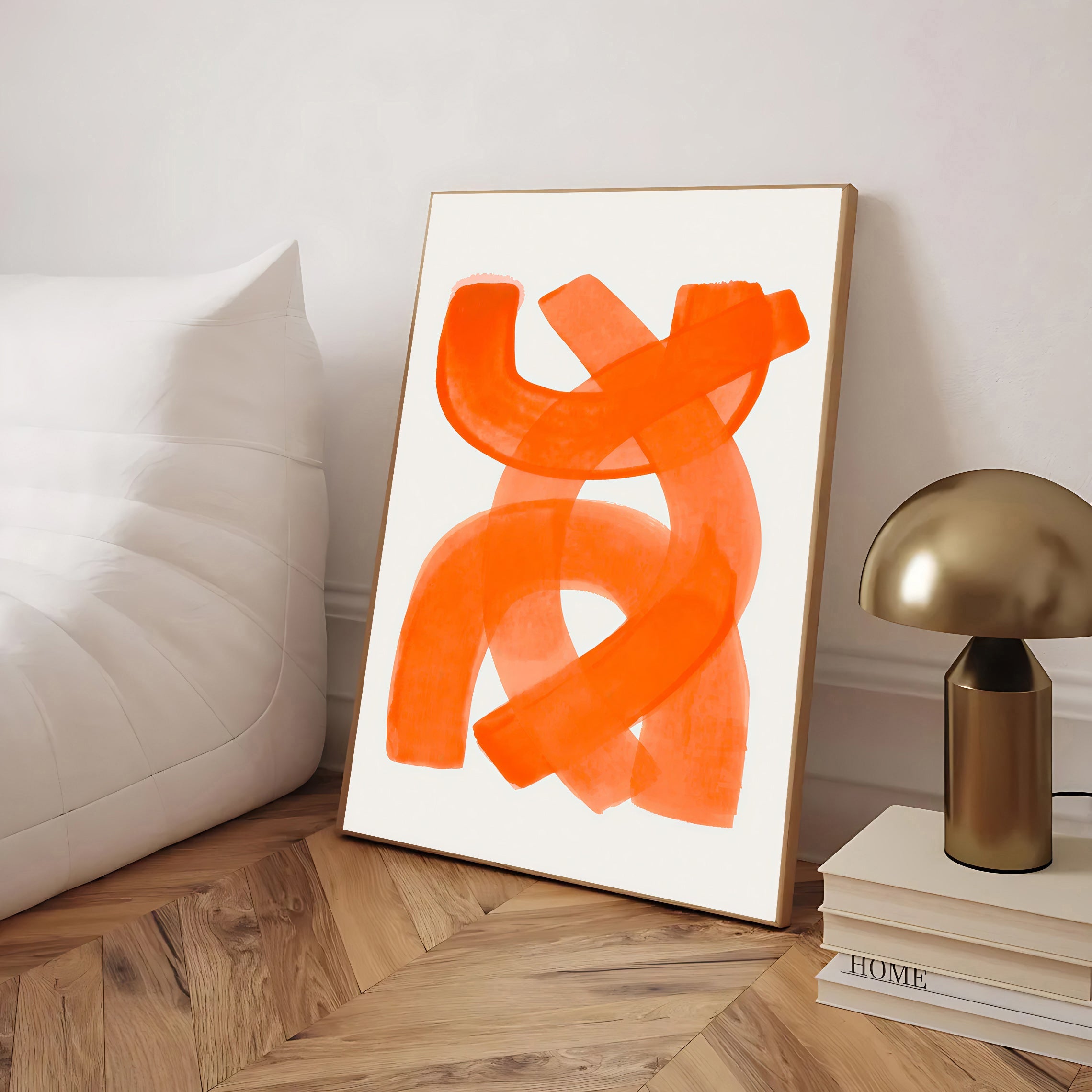 Lámina de arte abstracto minimalista en naranja