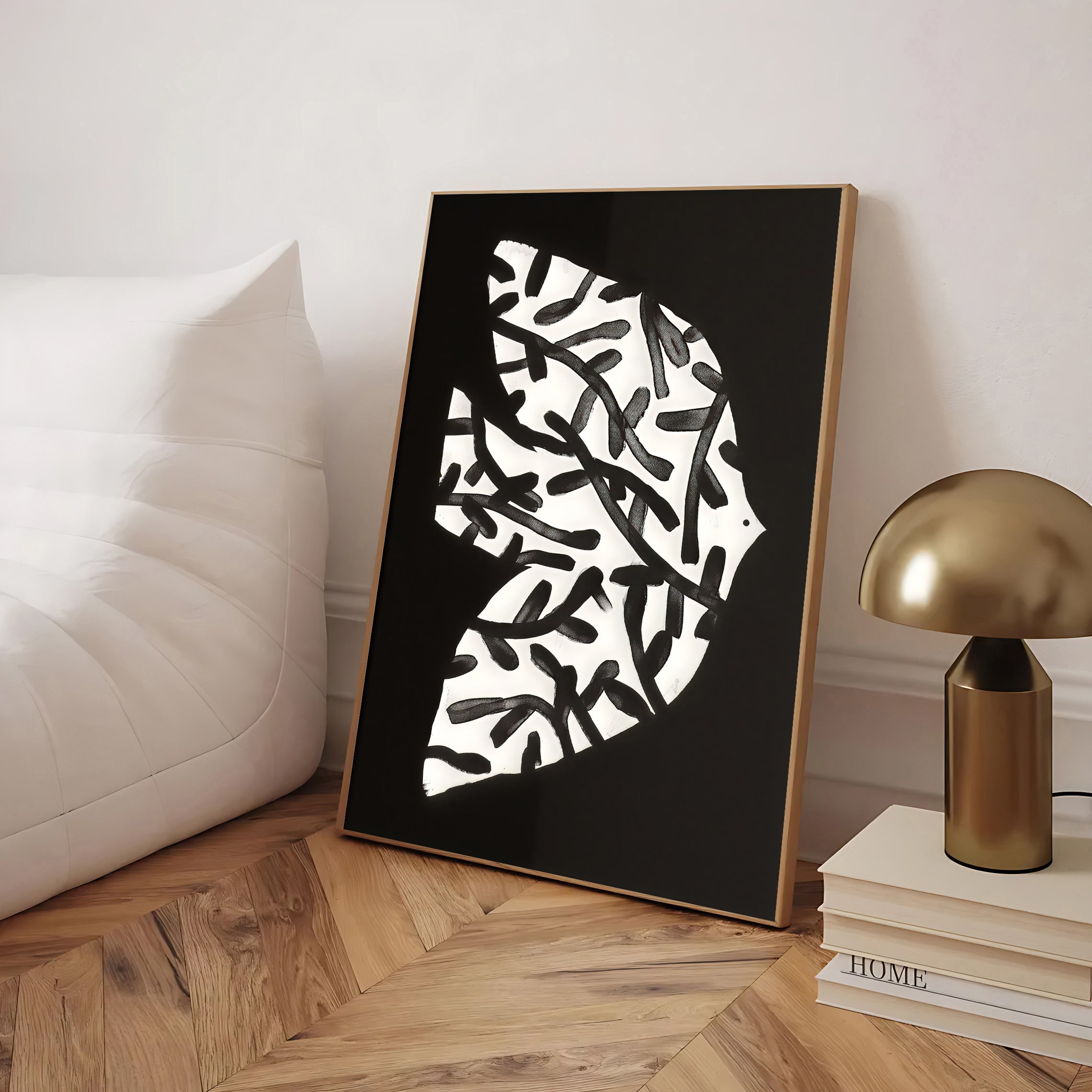 Lámina de arte abstracto en blanco y negro