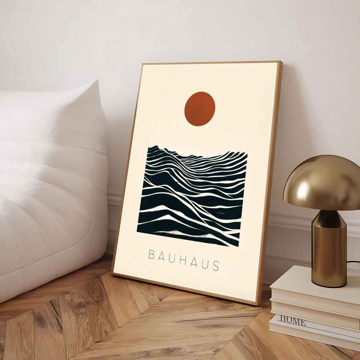 Póster abstracto Bauhaus de sol y olas