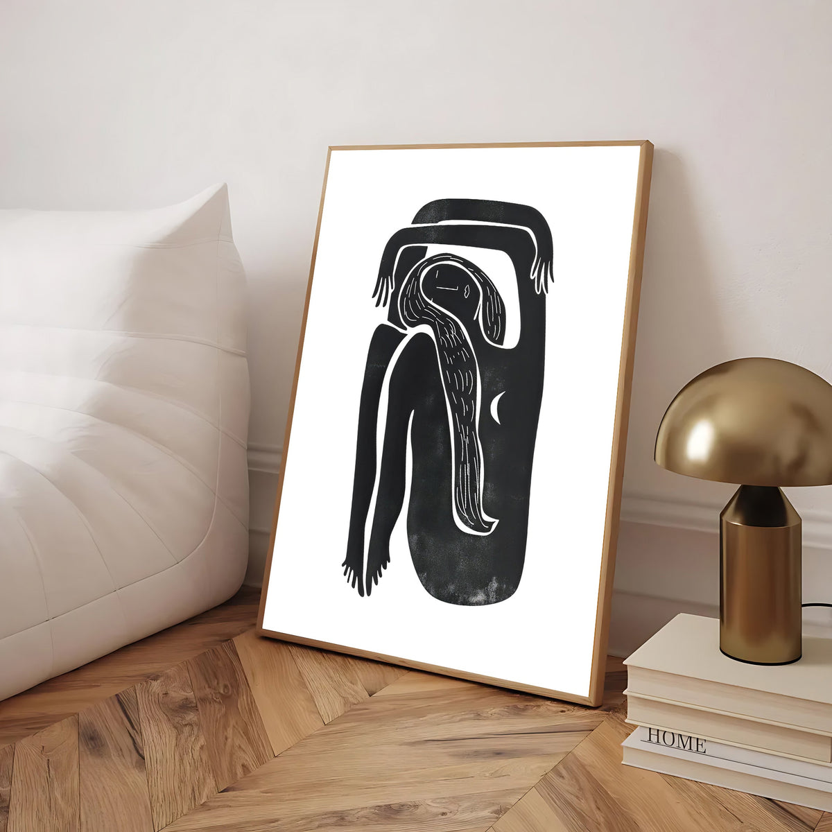Lámina de arte abstracto minimalista de línea negra