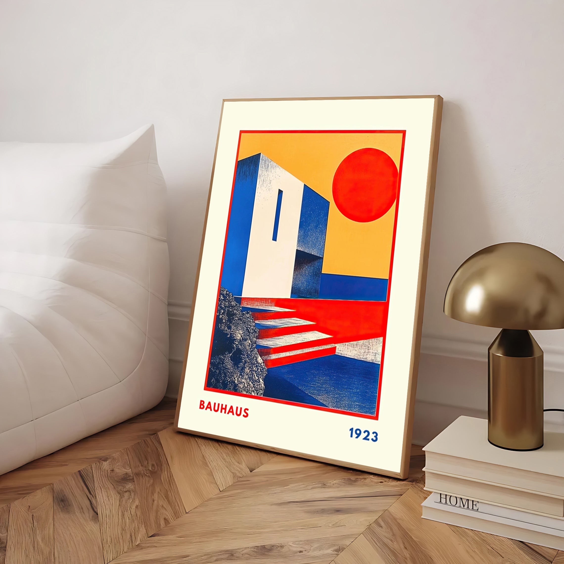 Póster Bauhaus 1923 de arquitectura geométrica