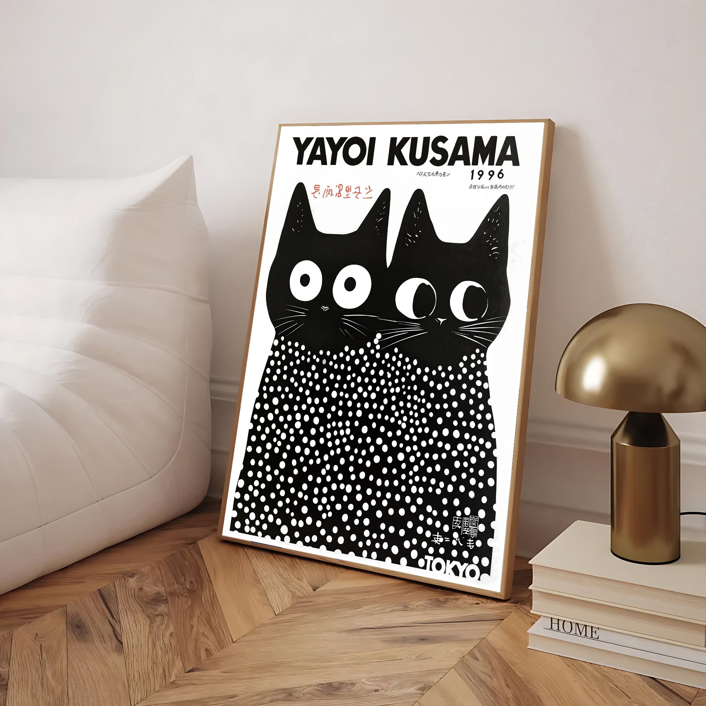 Póster de gato Yayoi Kusama (1996) – Decoración de pared con lunares