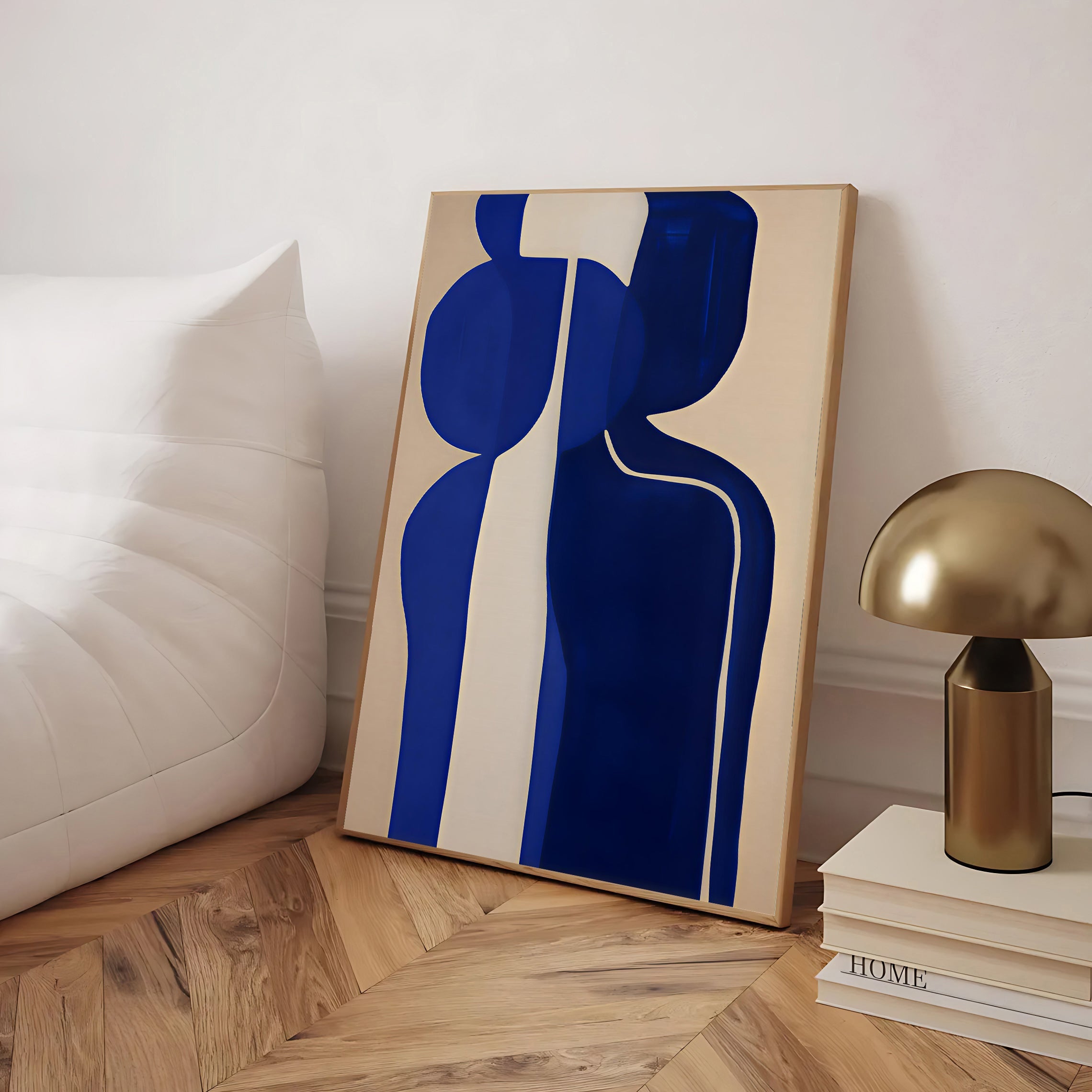 Lámina minimalista de figura abstracta en azul