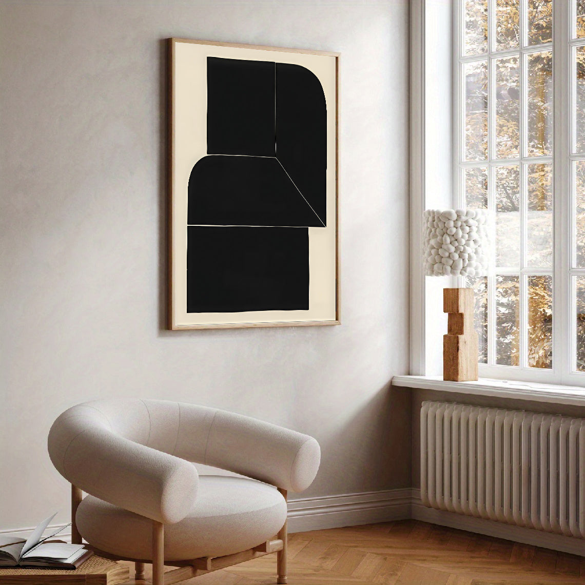 Lámina de arte abstracto minimalista en negro
