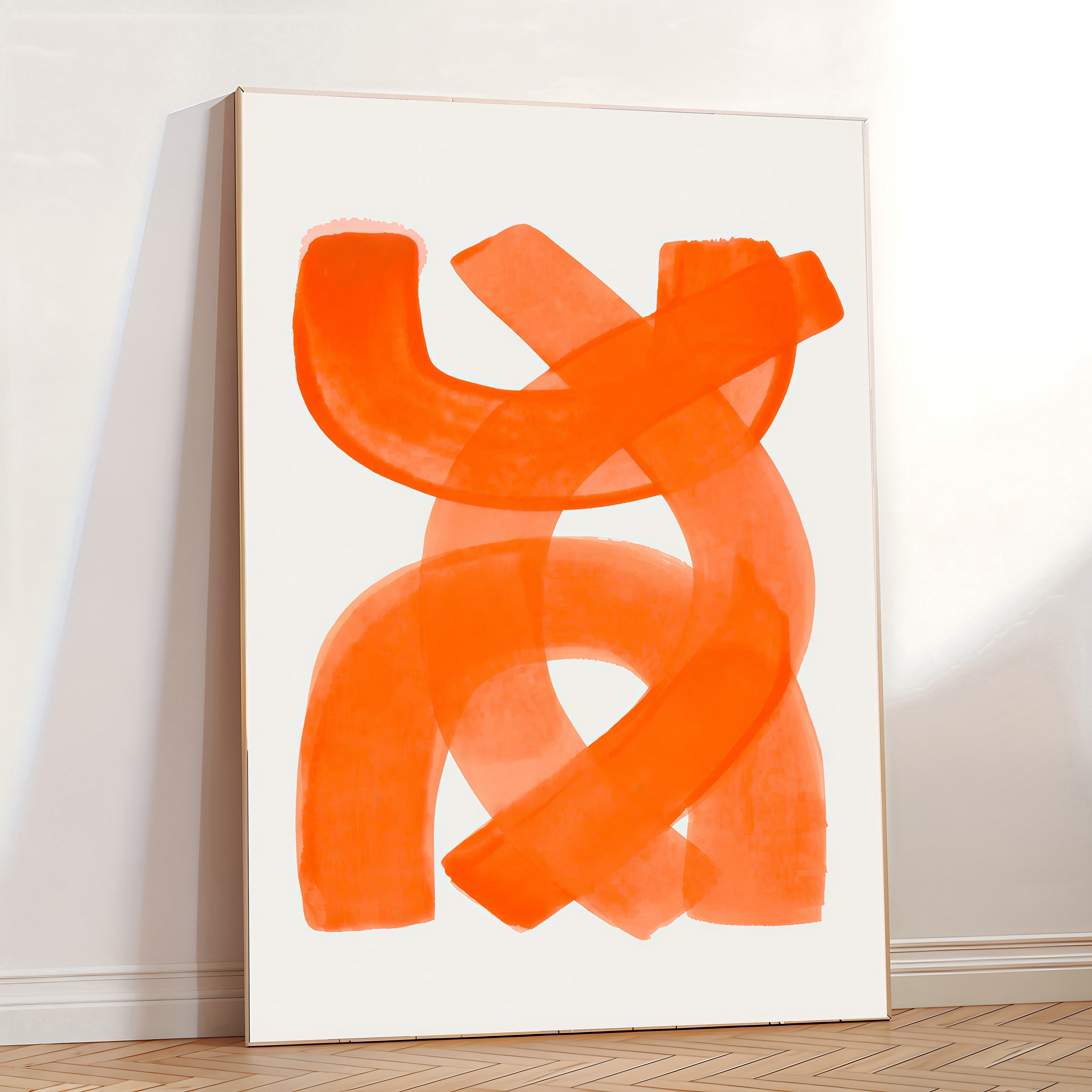Lámina de arte abstracto minimalista en naranja