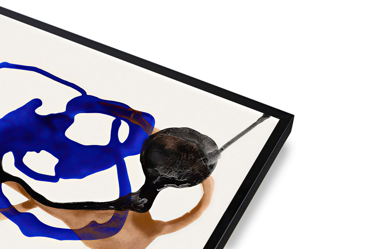 Lámina abstracta moderna en azul y tonos neutros
