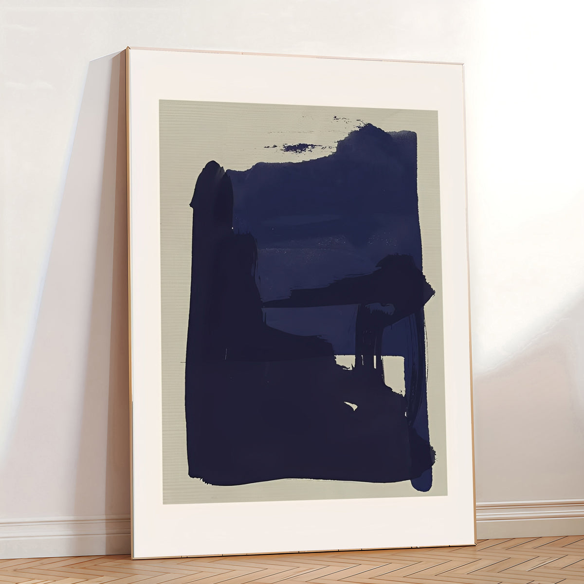 Lámina abstracta minimalista en azul marino