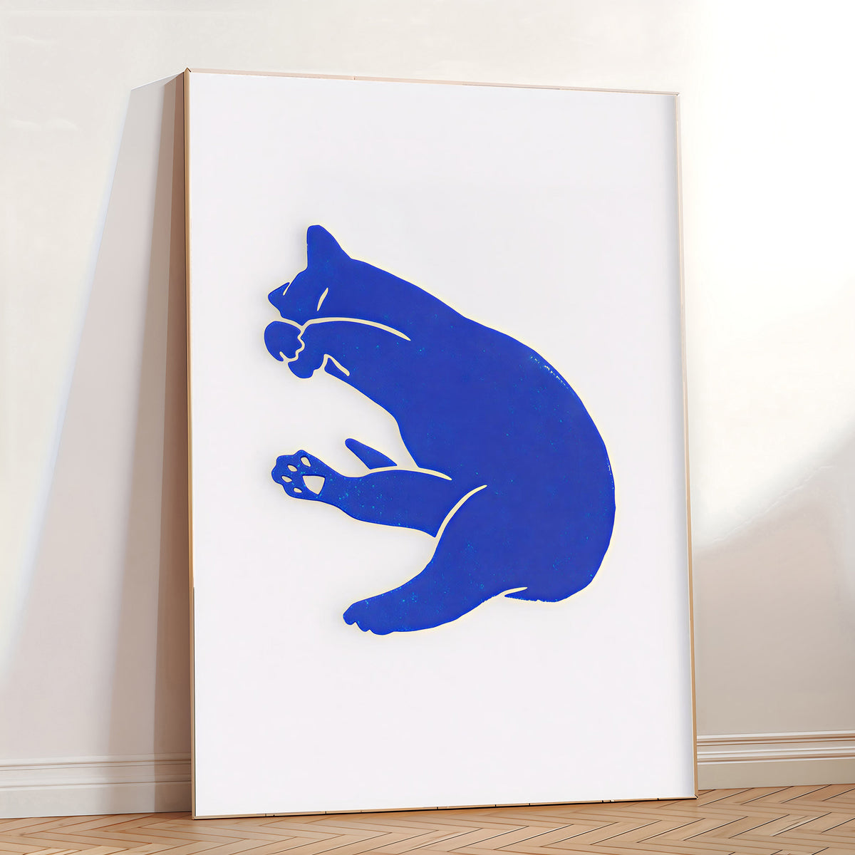 Lámina minimalista de gato azul
