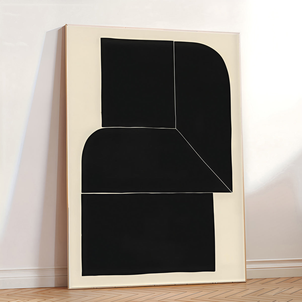Lámina de arte abstracto minimalista en negro
