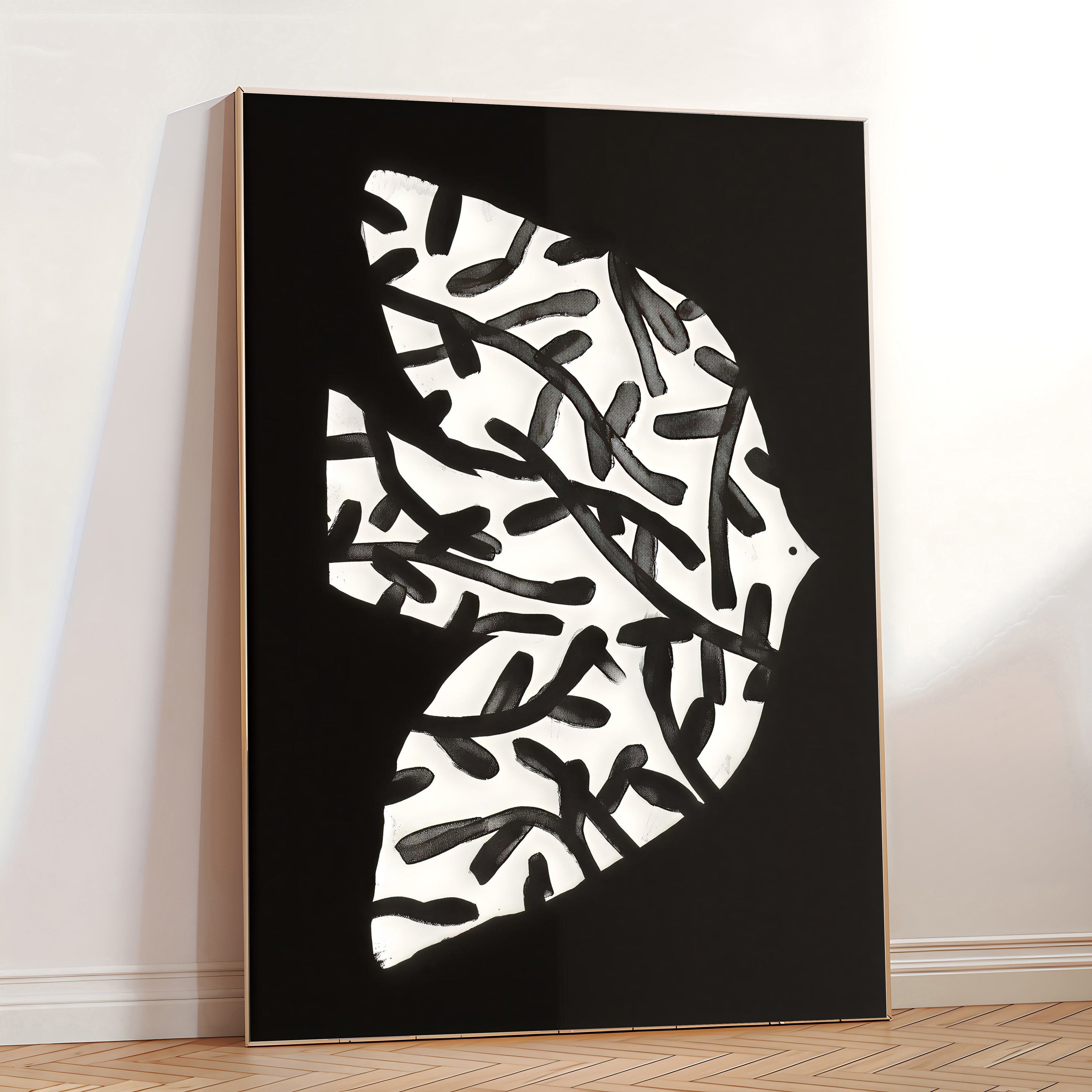 Lámina de arte abstracto en blanco y negro