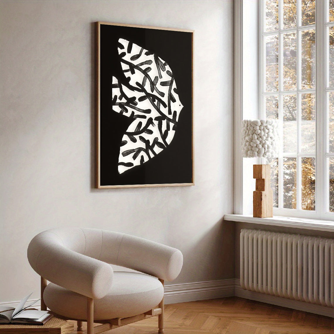 Lámina de arte abstracto en blanco y negro