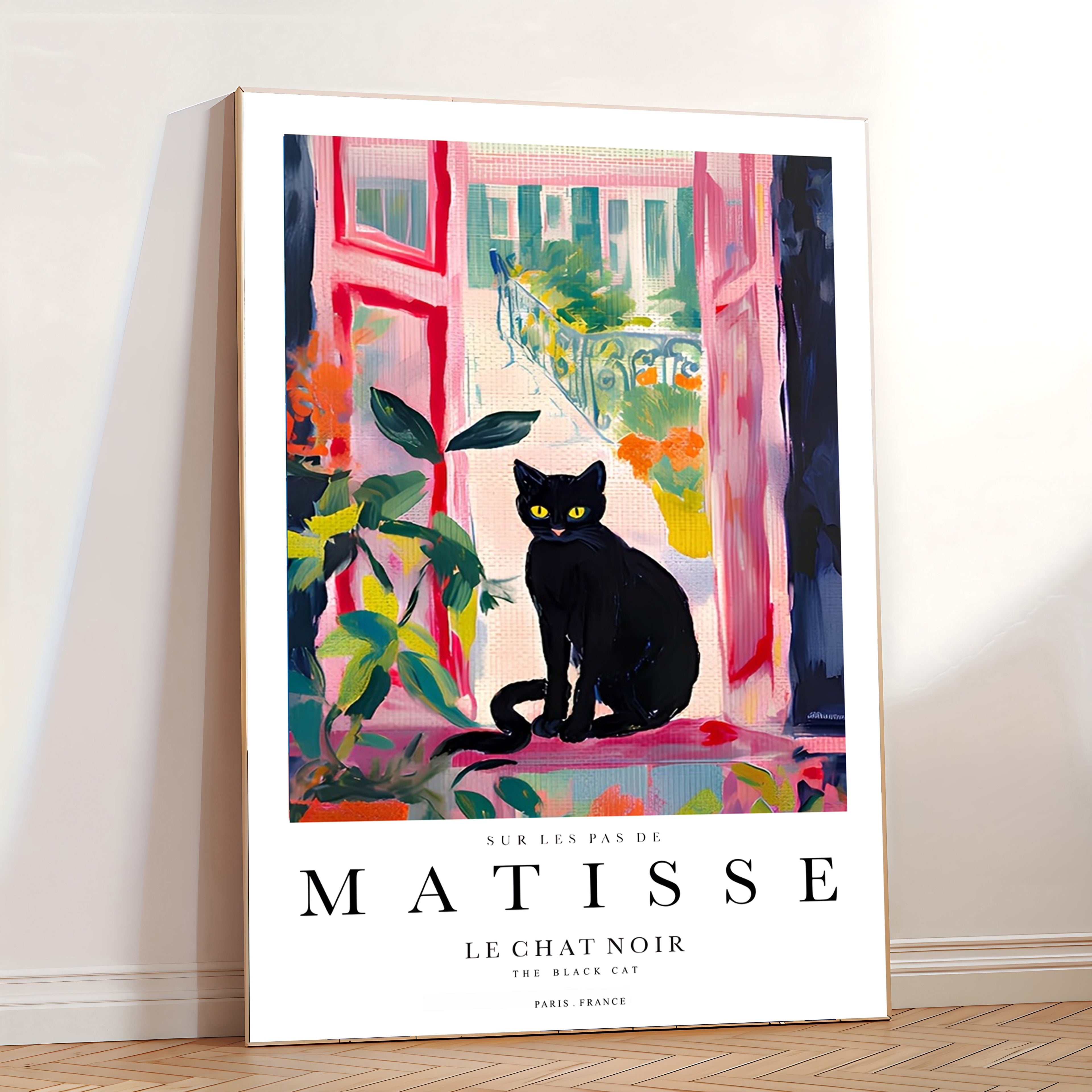 Lámina de gato negro inspirada en Matisse