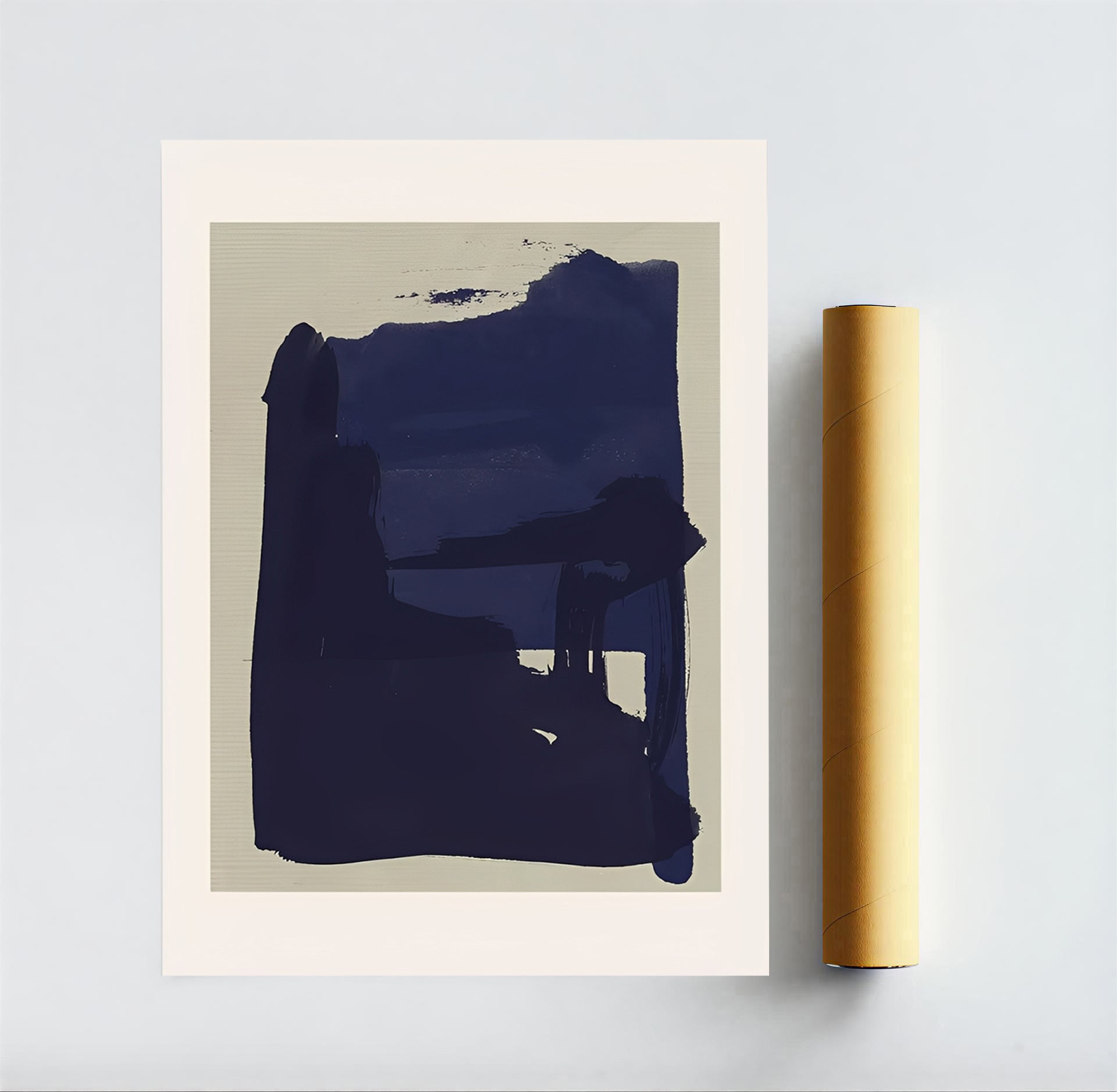 Lámina abstracta minimalista en azul marino