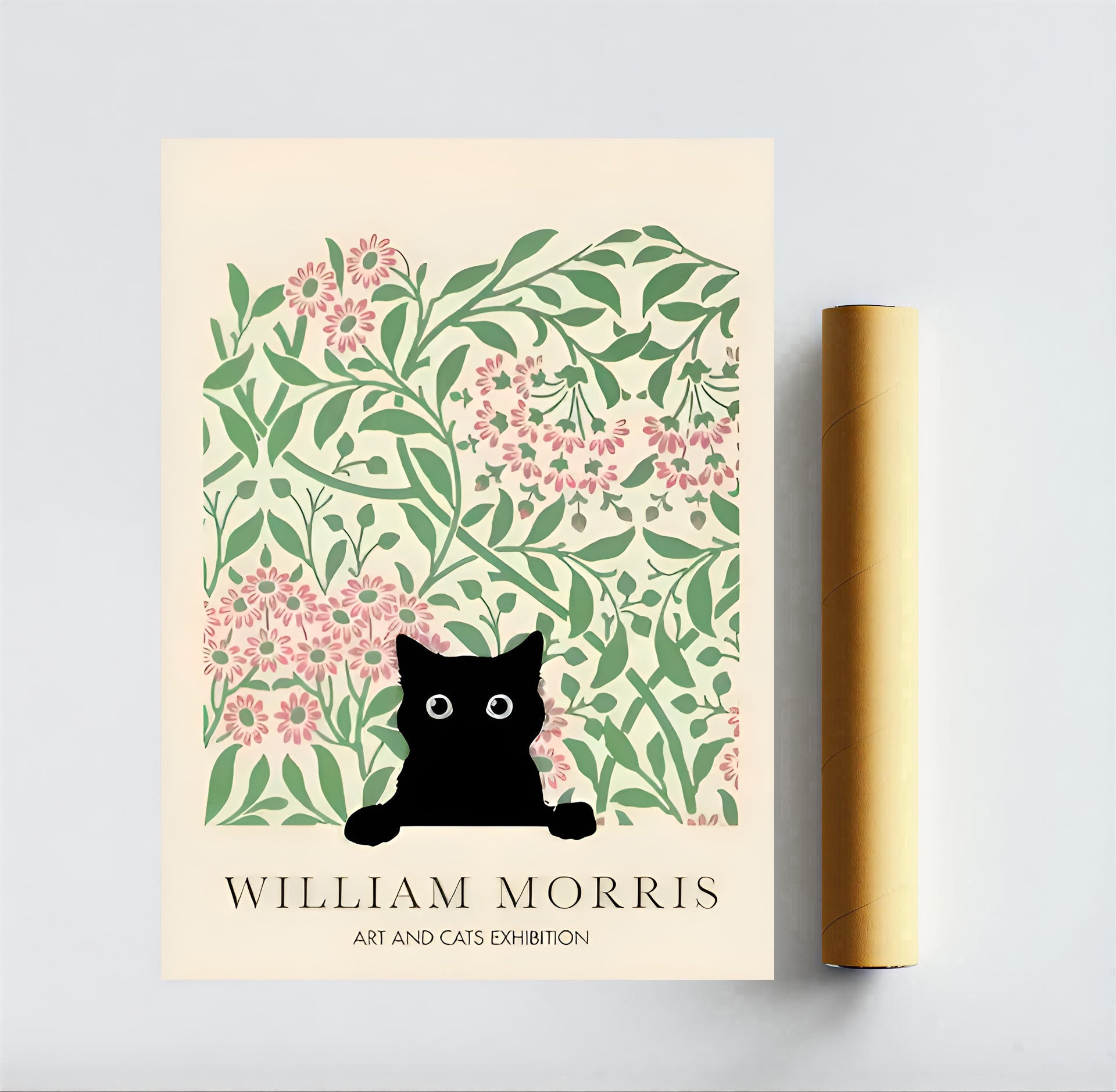 Lámina de gato negro William Morris