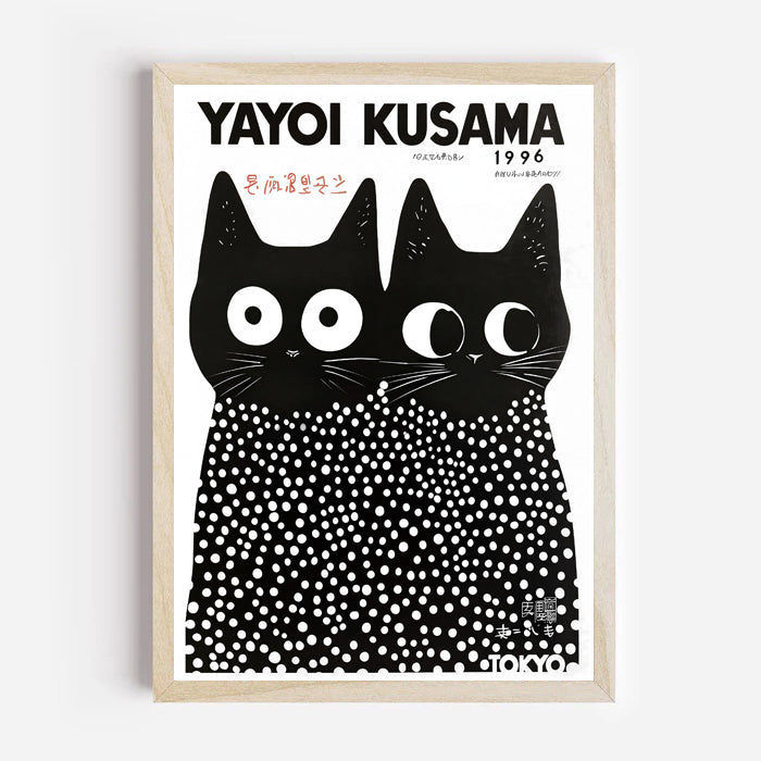 Póster de gato Yayoi Kusama (1996) – Decoración de pared con lunares