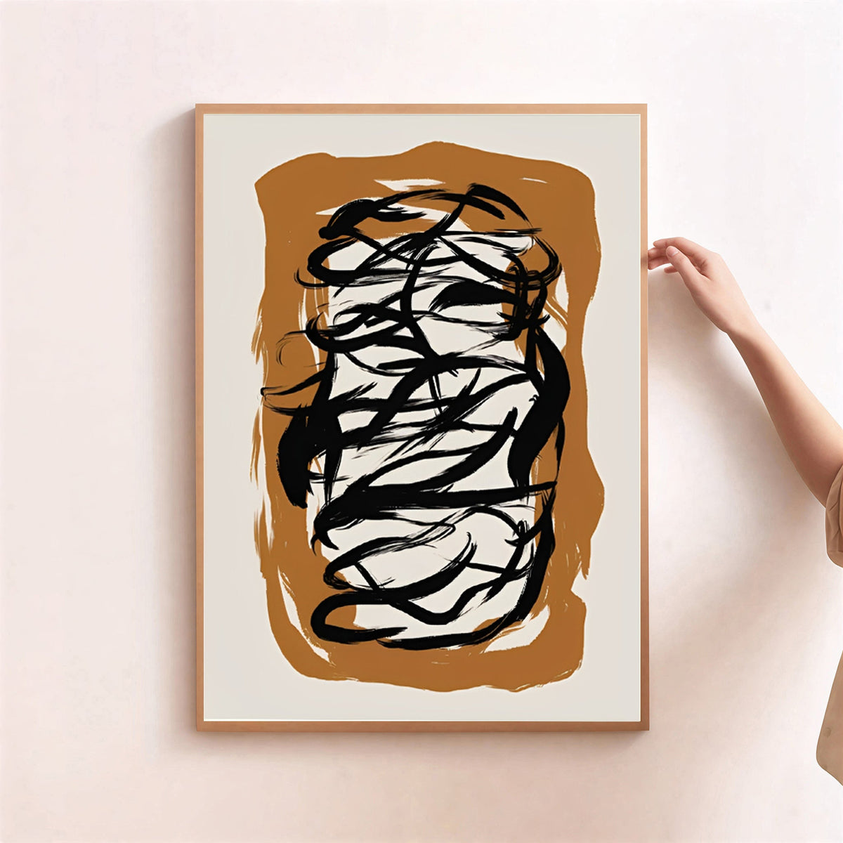 Lámina de arte abstracto con pincelada negra
