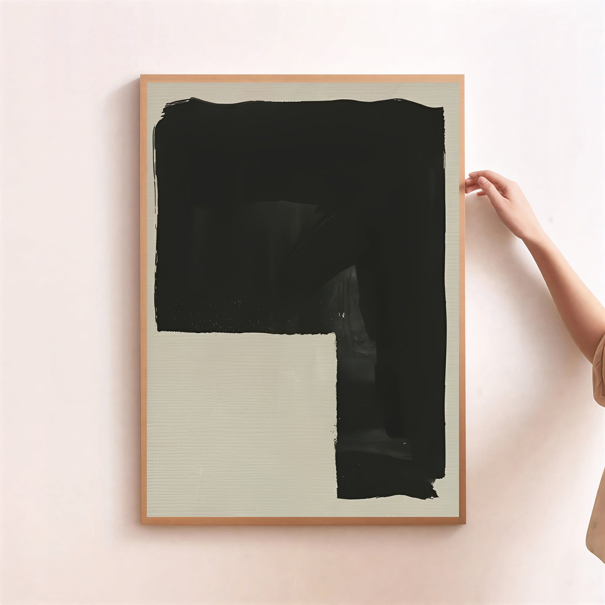 Lámina de arte abstracto minimalista en negro