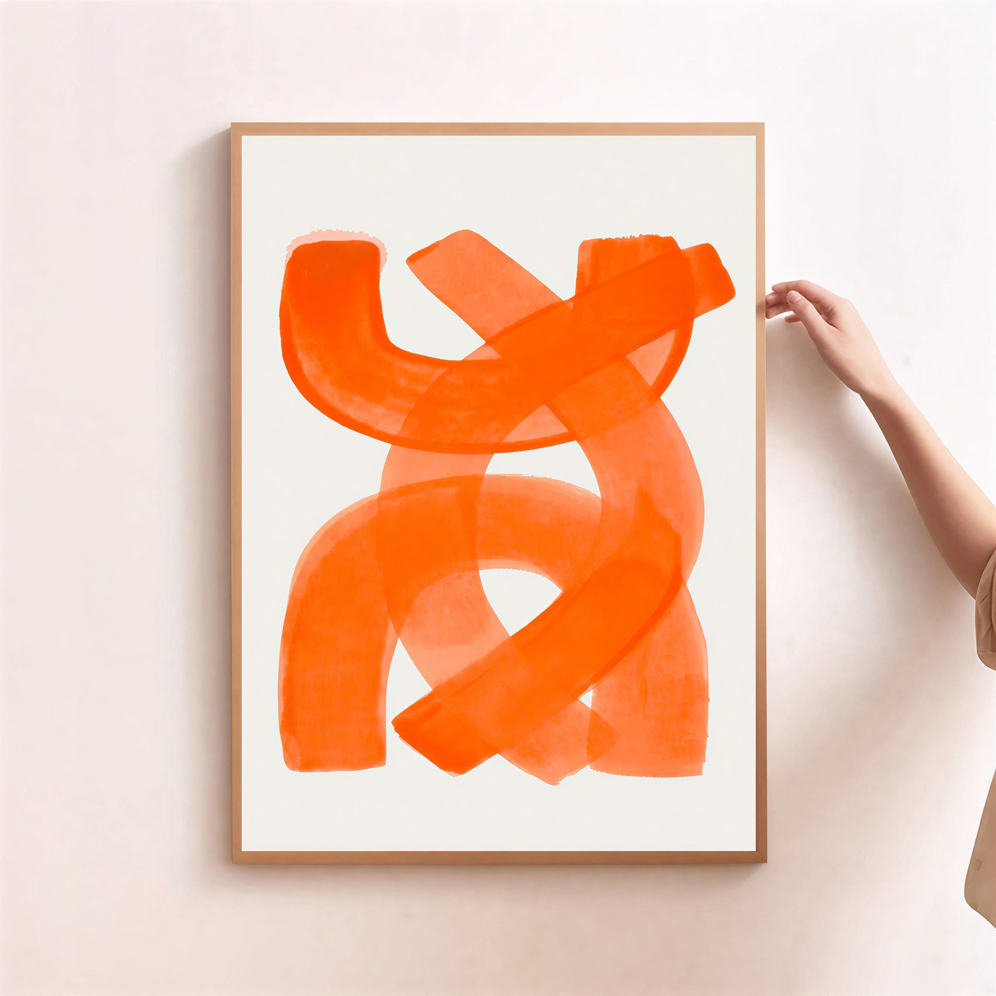 Lámina de arte abstracto minimalista en naranja
