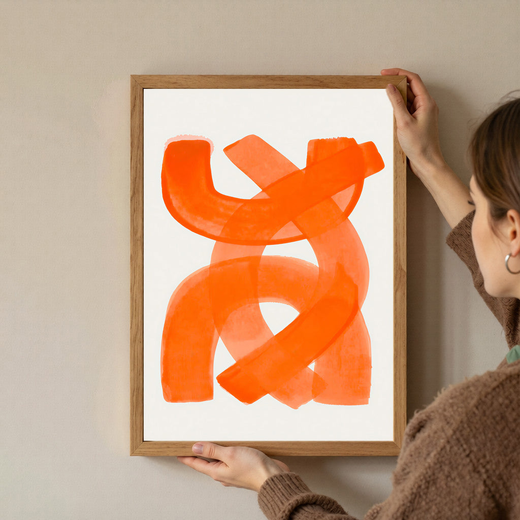 Lámina de arte abstracto minimalista en naranja