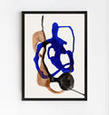 Lámina abstracta moderna en azul y tonos neutros