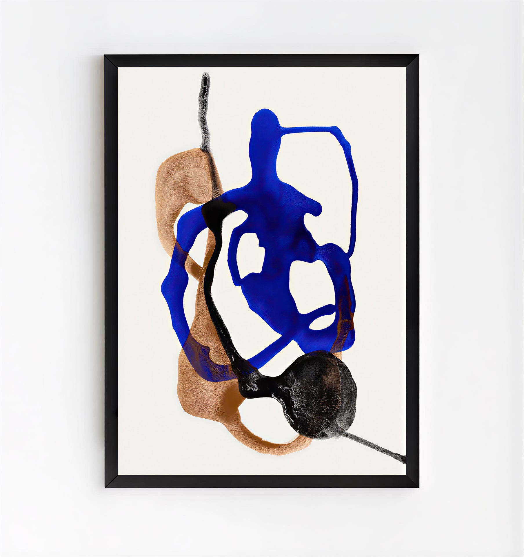 Lámina abstracta moderna en azul y tonos neutros